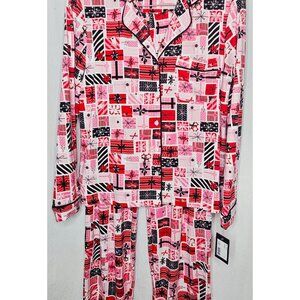 Kate Spade Holiday Gift Print Pajama Set Women's Long Sleeve Top & Pants Medium